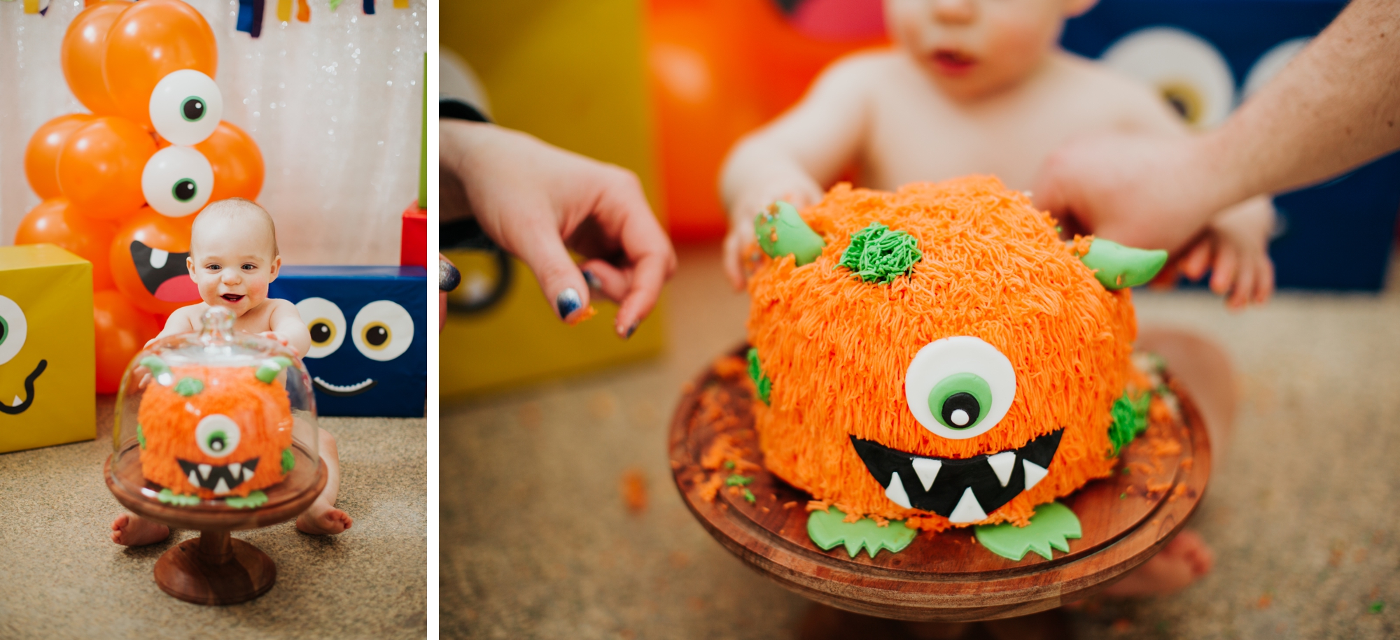 Monster themed cake smash.
